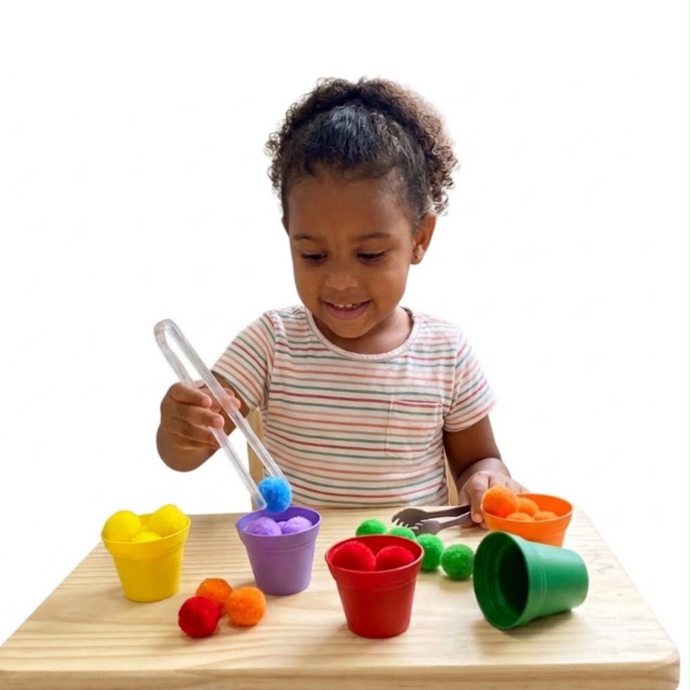 Kit Cachepots Coloridos com Pompons e Pinças